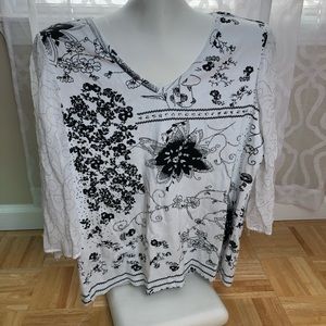 Bila | Black & White Embellished Blouse